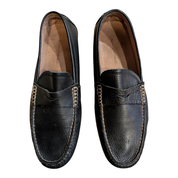 Banana Republic Bleack Pebbled Leather Men\'s Driving Penny Loafers Size 10.5